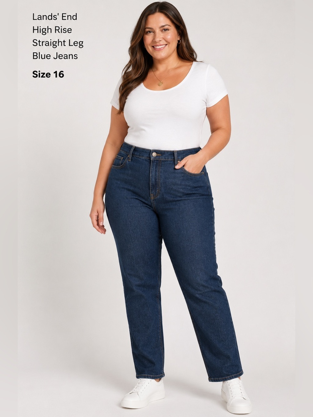 Lands' End Size 16 High Rise Straight Leg  Blue Jeans